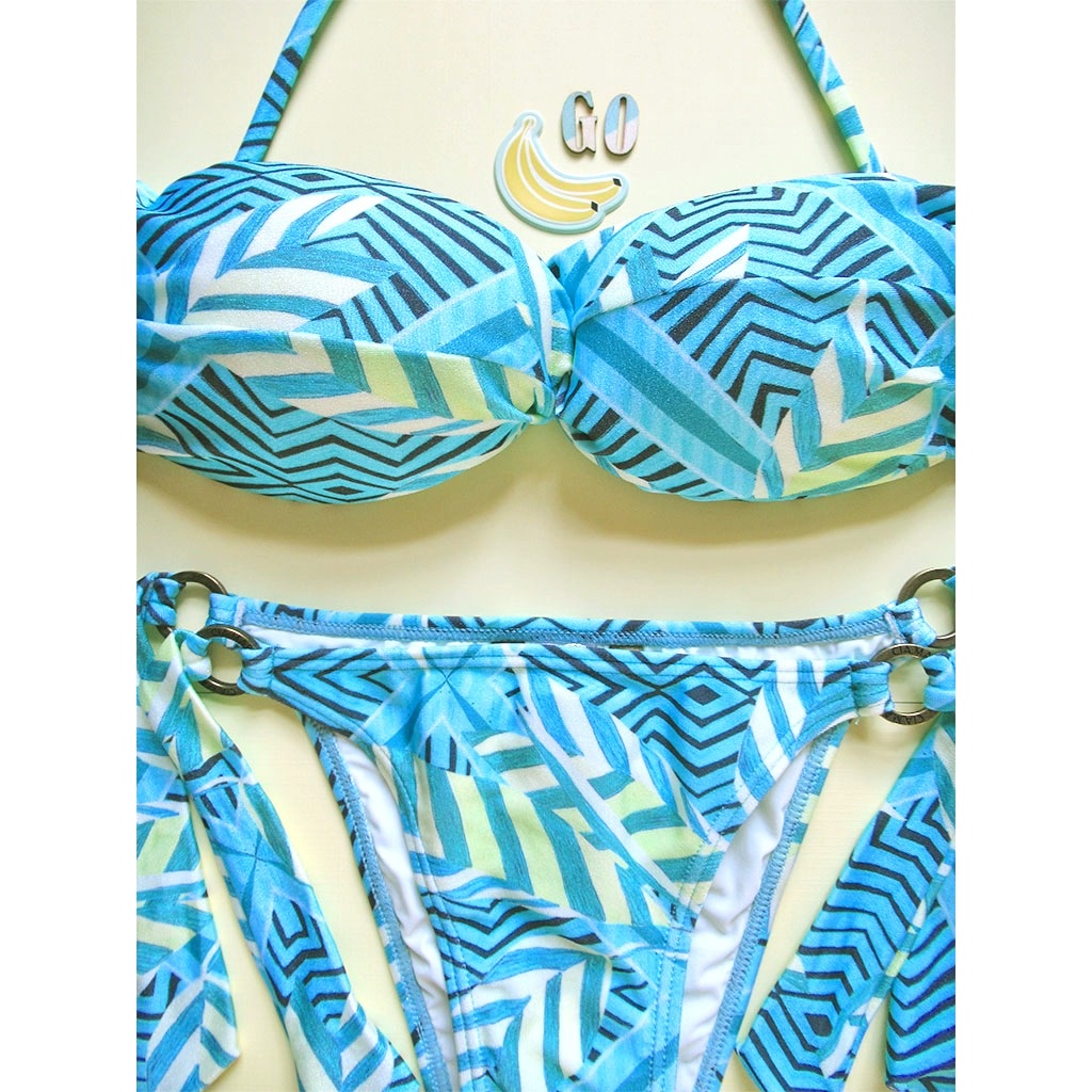 Cia Maritima Turquoise Tribal Print Bandeau Bikini